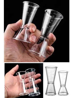 Binbir Reyon Polikarbon Jigger Seti 2 Adetli Çift Taraflı Şeffaf Jigger Kokteyl Ölçü Kabı 10/20CC 20/40CC RA639Ü
