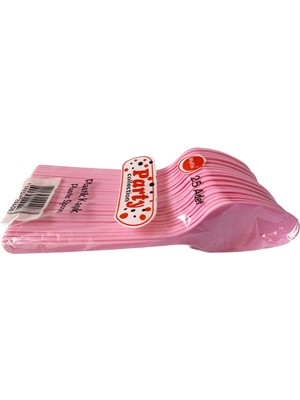 Omeyva Plastik Lüx Pembe Renk Kaşık - Parti Davet Piknik Çorba Yemek Kaşığı - 18 Cm. - 25'li Paket
