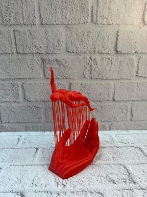 Shekip Jewellery El Formlu Insan Figürü Kırmızı Modern Dekoratif Biblo Soyut Tasarım 12X18 cm