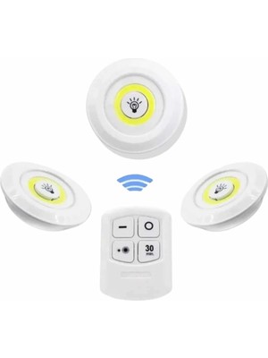 Shekip Jewellery Dolap Işığı Mutfak Rafı Işığı Uzaktan Kumandalı 3 Lü Spot LED Lamba