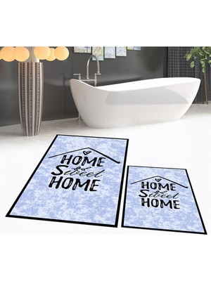 PremiumPort Yıkanabilir Dijital Baskılı Kaymaz Taban Ikili Banyo Paspas Klozet Takımı