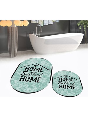 PremiumPort Yıkanabilir Oval Banyo Paspas Takımı, Kaymaz Taban, Şık ve Kullanışlı