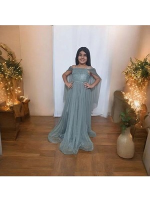 Ahsenim Bebe Pul Payet Robalı Tül Kol Gezboy Abiye Elbise