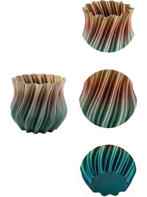 Shekip Jewellery 3D Kıvrımlı Siyah Metalik Vazo Modern Dekoratif Şık Ev Aksesuarı