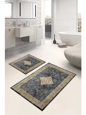 PremiumPort 2’li Banyo Paspas Takımı, Kaymaz Taban, Sünger Dolgu, Yıkanabilir Set