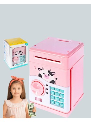 Shekip Jewellery Pembe Elektronik Şifreli Otomatik Para Çeken Atm Kumbarası