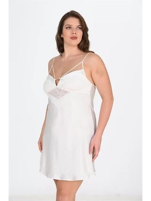 Modenya Büyük Beden Ekru  Gecelik 2100