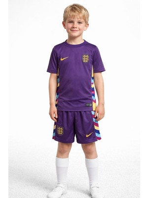 Ceka Çocuk Futbol Forma Şort Takımı Mor Renkli Desenli Spor Set