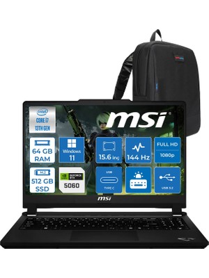 Msi Cyborg 15 Max C13WF-065XTR Intel Core I7 13620H 64GB Ddr5 512GB SSD Geforce RTX5060 100W Gddr7 8gb Windows 11 Home 15.6" IPS Fullhd (1920X1080) 144Hz Oyuncu Bilgisayarı 065XTRH27 + Zetta Çanta
