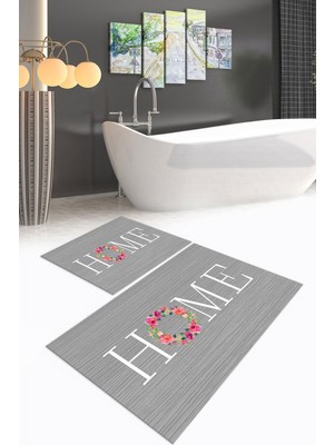 PremiumPort Yıkanabilir Dijital Baskılı Kaymaz Ikili Banyo ve Klozet Takımı