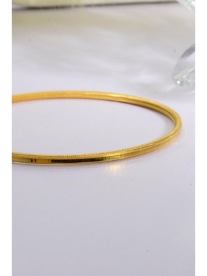 INNUENDO JEWELRY 925 Ayar Gümüş Üzeri 22 Ayar Altın Kaplama 15 Gram Ajda Bilezik Kadın Şık Klasik Bilezik