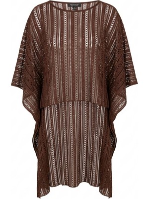 Aquella Triko Dantel Kahverengi  Kaftan