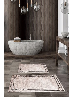 PremiumPort Yıkanabilir Kaymaz Çerçeveli Banyo Paspası 2'li Takım