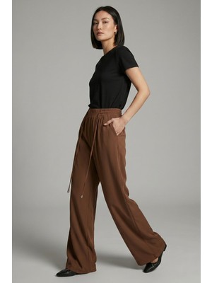 Norshen Taba Kadın Belden Lastikli & Bağcıklı - Bol Paça Pantolon