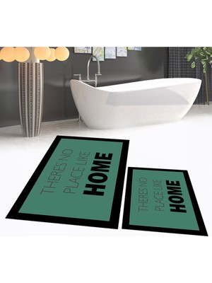 PremiumPort Yıkanabilir Dijital Baskılı Kaymaz Banyo Paspas ve Klozet Takımı