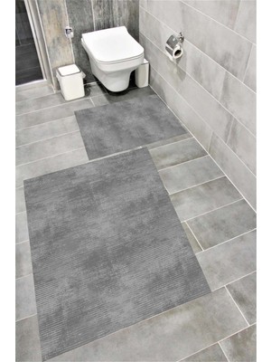 PremiumPort Suya Dayanıklı Dijital Baskılı Banyo Paspası Takımı, Kaymaz Tabanlı