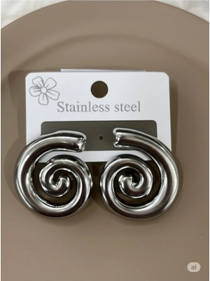 Famemus Accessory Modern Spiral Çelik Küpe
