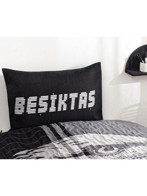 Taç Zorluteks Out Beşiktaş Bjk Desenli % 100 Pamuk Kumaş 2 Adet Yastık Kılıfı 50X70 cm