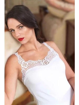 Modenya Yakası ve Askıları Güpürlü Atlet B162