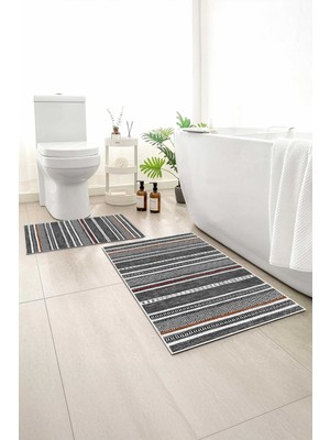 PremiumPort Yumuşak ve Kaymaz 2'li Banyo Paspası, Yıkanabilir, 60X100 ve 50X60 cm