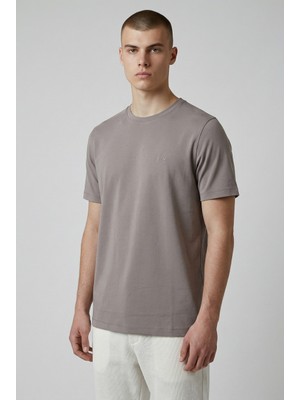 Erkek Coonless Rayon Kumaş Sıfır Yaka Antrasit Tshirt