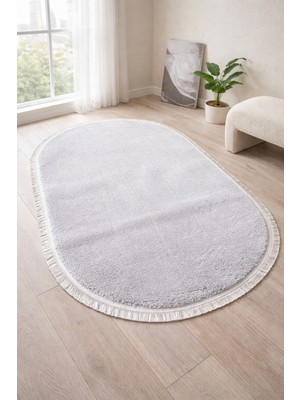 Melena Carpet Peluş Yolluk Kaymaz Taban Oval Banyo Paspası Yumuşak Modern Salon Mutfak Halısı