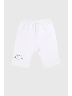 Ceylanoğlu Kız Çocuk Beyaz Likralı Kısa Tayt 6'lı GKC339