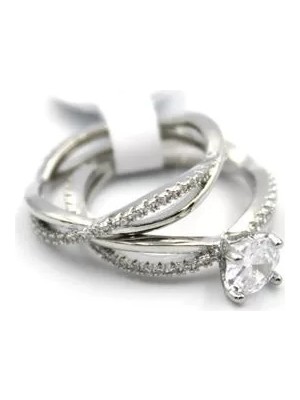 Die Grup Taşlı Tek Taş Yüzük - Gümüş