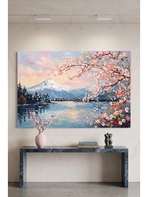 Artease Japon Kiraz Ağacı ve Fuji Dağı Kanvas Tablo