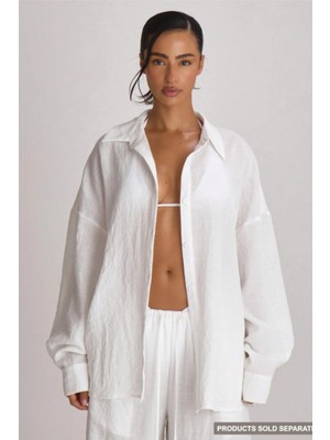 Tarz Cool Kadın Oversize Keten Gömlek – Hafif Dokulu Yazlık Rahat Kesim Plaj & Günlük Şık Kombin