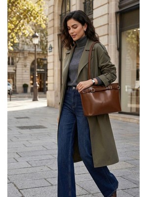 Han Çanta Taba Rengi Kemer Detaylı Omuz Çantası