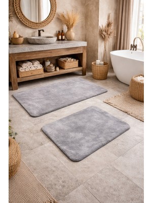 PremiumPort Yumuşak Yüzey Kaymaz Taban Banyo Paspas Takımı, 50X80/40X50 cm