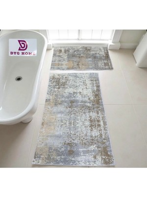 PremiumPort Yıkanabilir 2'li Banyo Halısı ve Paspası, Kaymaz Taban, Klozet Takımı