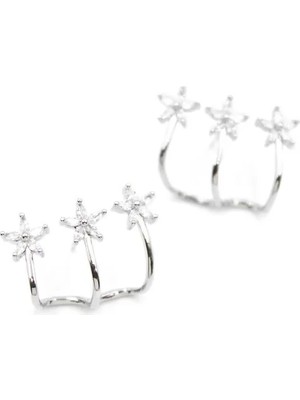 Die Grup Üçlü Çiçek Küpe - Gümüş