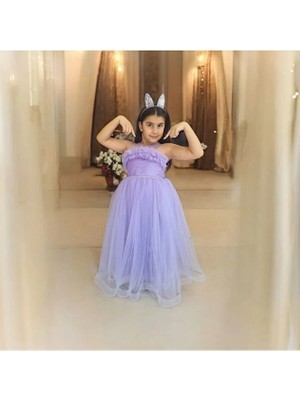 Ahsenim Bebe Roba Fırfırlı Kız Çocuk Uzun Abiye Elbise