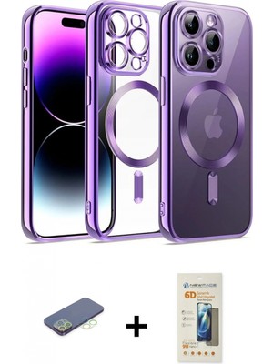 Marsilyan™- iPhone 12 Pro Kılıf Nova Işık Özel Seri - Siyah 6d Mat Seramik Hayalet Nano Ekran Koruyucu + Yeşil Renkli Kamera Lens Koruma Cam