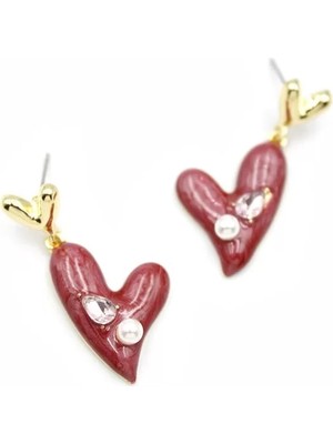 Die Grup Mineli Kalp Küpe - Bordo