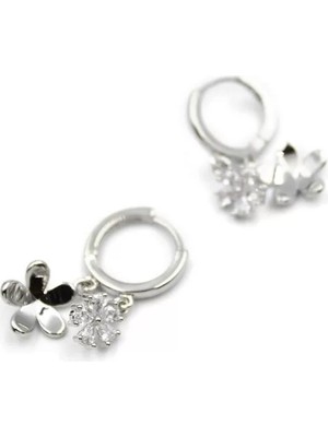 Die Grup Zirkon Taşlı Çiçek Küpe - Gümüş