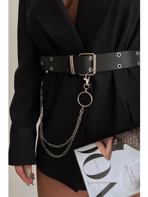 Fiori Kuşgözü Detaylı Kadın Kemer Pantolon Kemeri Ceket Kemeri Gothic Kemer Zincirsiz