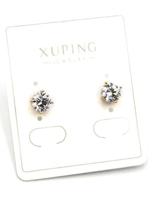 Die Grup Büyük Boy Tek Taş Küpe - Altın