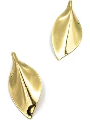 Die Grup Metal Yaprak Küpe - Altın