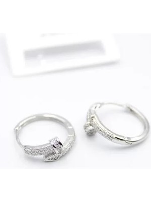 Die Grup Taşlı Çivi Küpe - Gümüş