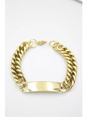 Die Grup Plaka Zincir Bileklik - Altın