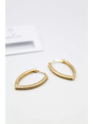 Die Grup Oval Halka Küpe - Altın