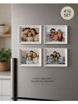 Fynbos Çerçeveli Kaliteli Resim Baskı Kişiye Özel Buzdolabı Magneti 4’lü Set 65x95 mm Dikey Yatay Kullanım Fotoğraf Çerçevesi