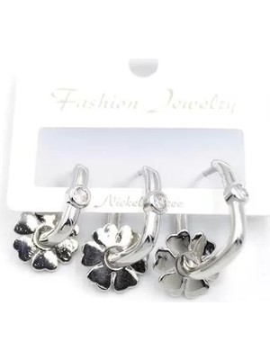 Die Grup 3'lü Çiçek Küpe - Gümüş