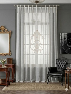 Keten Görünümlü Nakışlı Panel Perde 9075-02-392