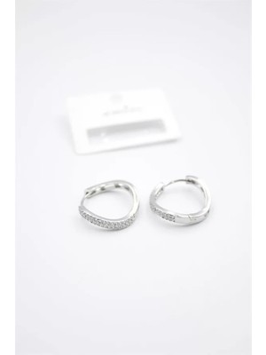 Die Grup Taşlı Halka Küpe - Gümüş