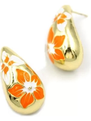 Die Grup Çiçek Küpe - Turuncu