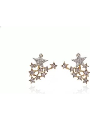 Die Grup Taşlı Yıldız Küpe - Altın